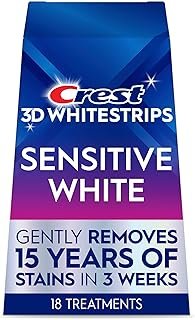 Crest 3D Whitestrips Sensitive White – Teeth Whitening Kit, 18 Treatments, Each with 1 Upper/1Lower, 36 Strips – Crest 3DWhite Teeth Whitening Strips