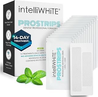 IntelliWHiTE ProStrips Teeth Whitening Strips, 14 Day Treatment, Whitens Up to 12 Shades, Enamel-Safe Gentle Remineralizing Formula, Dentist Formulated for Sensitive Teeth, (28pk Mint Flavor)