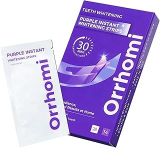 Teeth Whitening Strips 14 Treatments, Enamel Safe for Sensitive Tooth, Whitens Teeth, Purple Whitening Strips, Removes Yellow Stains & Bad Breath - Effective Color Correction for a Brighter Smile