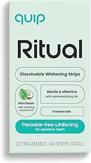 quip Ritual Dissolvable Teeth Whitening Strips, Peroxide-Free for Sensitive Teeth, Gentle 15-Minute Whitening, Mint Flavor with Coconut Oil, 40 Strips (20 Treatments)