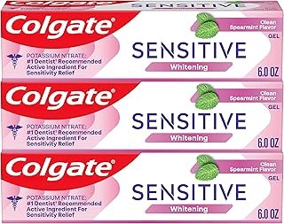 Colgate Whitening Toothpaste for Sensitive Teeth, Enamel Repair and Cavity Protection, Fresh Mint Gel, 6 Oz (Pack of 3)