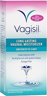 VAGISIL Prohydrate Internal Vaginal Moisturizer, Lubricant, 8 Count, 1 Pack | Prohydrate Internal Vaginal moisturizer with hyaluronic acid for natural dryness relief. Pre-filled applicator target source.