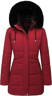 Women's Winter Puffer Coat Thicken Fleece Lined Down Jacket Waterproof Faux Fur Detachable Hooded Parka