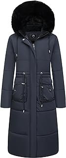 Women's Long Winter Puffer Coat Waterproof Warm Maxi Down Jacket Faux Fur Removable Hood Parka