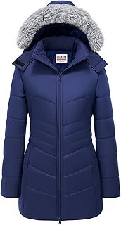 Women's Winter Coats Long Warm Thicken Puffer Jackets Outwear With Removable Fur Hood